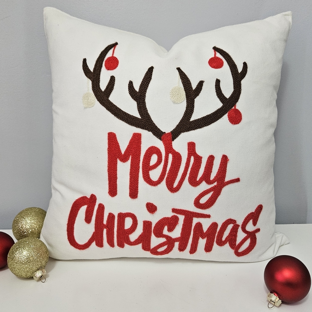 Merry Christmas Embroidery pillow covers -covers only Set of Two  New